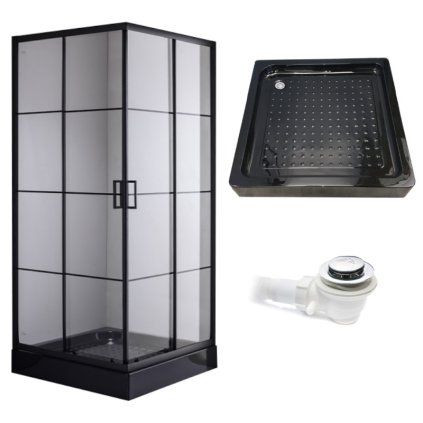 Čtvercový sprchový kout BL32B 90x90 černá/transparent + vanička SXL02B BL černá