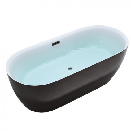 Volně stojící akrylátová vana HYD-CES518C 170x75 bílá/černá, odtokový komplet černý