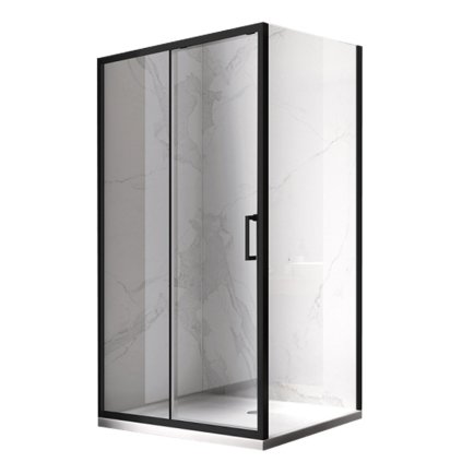 Obdélníkový sprchový kout HYD-OK103 90x80 černý/transparent + vanička HYD-OSV-ST03E bílá