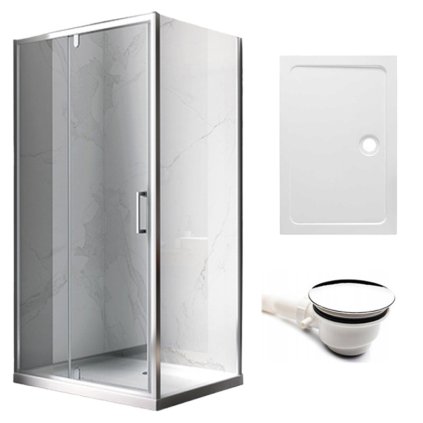 Obdélníkový sprchový kout HYD-OK06 100x80 chrom/transparent + vanička HYD-OSV-ST03A bílá