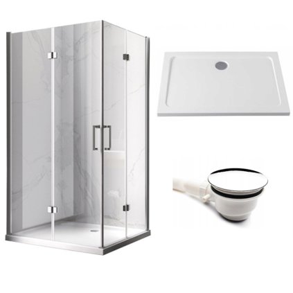 Obdélníkový sprchový kout HYD-OK12B 100x80 chrom/transparent + vanička HYD-OSV-ST03A černá