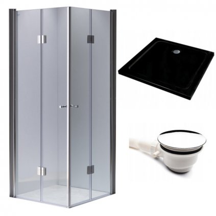 Čtvercový sprchový kout HYD-SK1290C 100x100 chrom/transparent + vanička HYD-SSV-ST06A černá