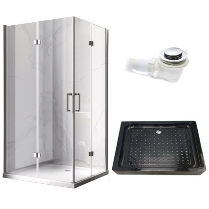 Obdélníkový sprchový kout HYD-OK12B 100x80 chrom/transparent + vanička HYD-OSV-SXL03C černá