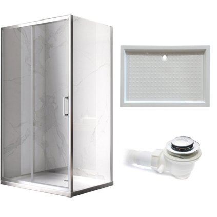 Obdélníkový sprchový kout HYD-OK103C 120x80 chrom/transparent + vanička HYD-OSV-SXL03E bílá