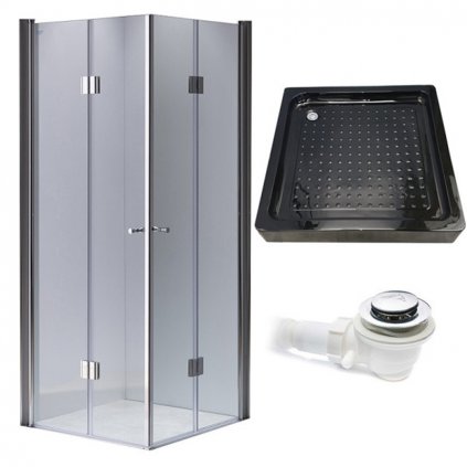 Čtvercový sprchový kout HYD-SK1290C 100x100 chrom/transparent + vanička HYD-SSV-SXL02C černá