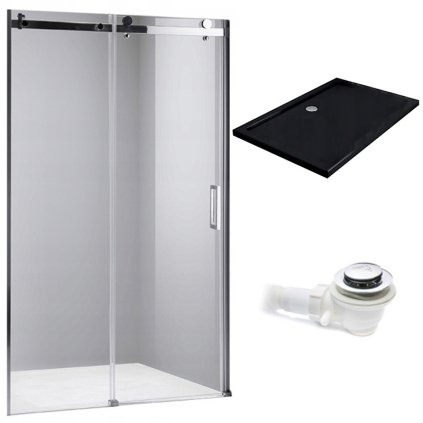 Posuvné sprchové dveře HYD-PD03D 120 chrom/transparent pro instalaci do niky + vanička HYD-OSV-ST03C bílá