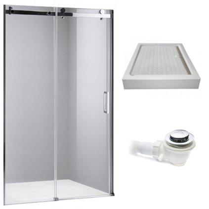 Posuvné sprchové dveře HYD-PD03D 120 chrom/transparent pro instalaci do niky + vanička HYD-OSV-SXL03E bílá