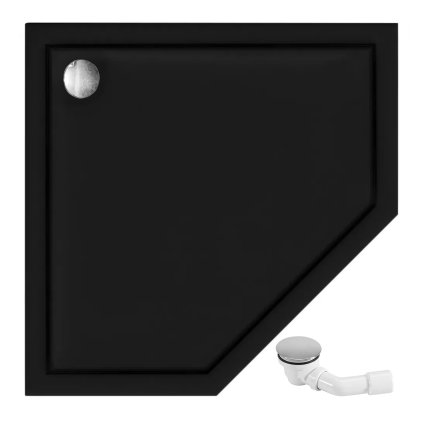 Pětiúhelníková sprchová vanička z minerálního akrylu REA DIAMOND 90x90 cm černá