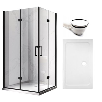 KABINA PRYSZNICOWA PROSTOKATNA Z BRODZIKIEM KZ13AST04A CZARNABIALY 100 90 CM [80241] 1200