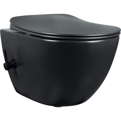 Závěsný WC komplet bez příruby s funkcí bidetu Peonia - CCBP NWPW, včetně SoftClose sedátka, černá