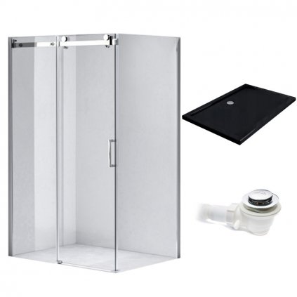 Obdélníkový sprchový kout HYD-OK203A 100x80 chrom/transparent + vanička HYD-OSV-ST03A černá