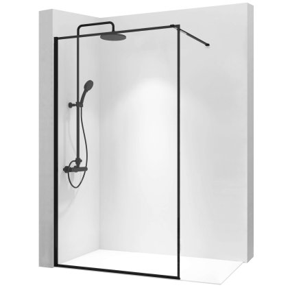 Bezrámová sprchová zástěna REA BLER 80 cm, černá - bez vaničky