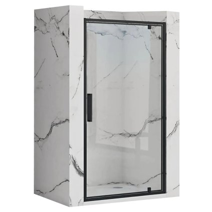 Jednokřídlé sprchové dveře REA RAPID SWING pro instalaci do niky 90 cm, černé
