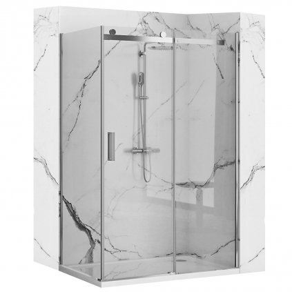 Sprchový kout REA NIXON 80/pevná stěna x 120/dveře cm, PRAVÝ, chrom