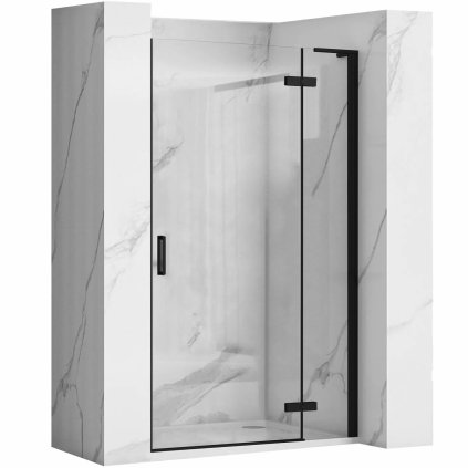 Jednokřídlé sprchové dveře REA HUGO 80 cm + stěnový profil s magnetickým těsněním, černé