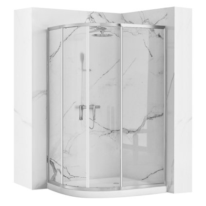 Asymetrický sprchový kout REA LOOK LEVÁ 80x100 cm, chrom + sprchová vanička Look bílá