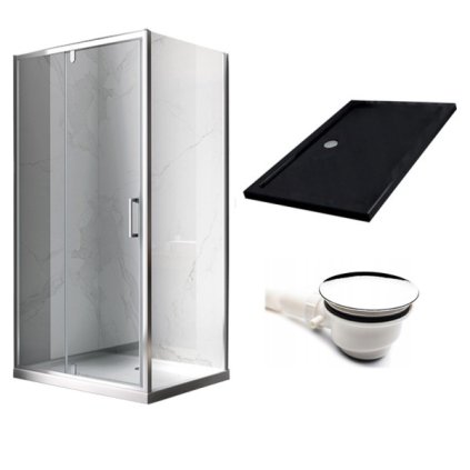 Obdélníkový sprchový kout HYD-OK06B 100x80 chrom/transparent + vanička HYD-OSV-ST03A černá