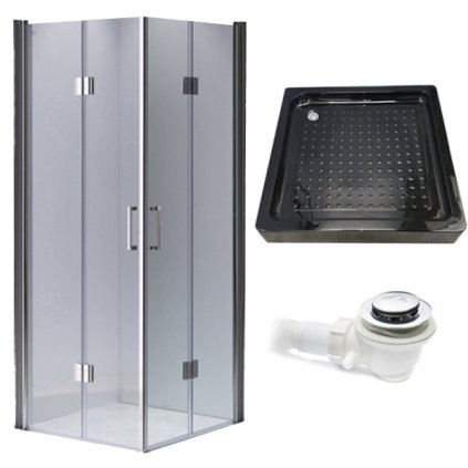 Čtvercový sprchový kout HYD-SK1290B 90x90 chrom/transparent + vanička HYD-SSV-SXL02B černá