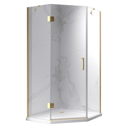 Pětiúhelníkový sprchový kout HYD-PK10A 80x80 zlatá/transparent - bez vaničky