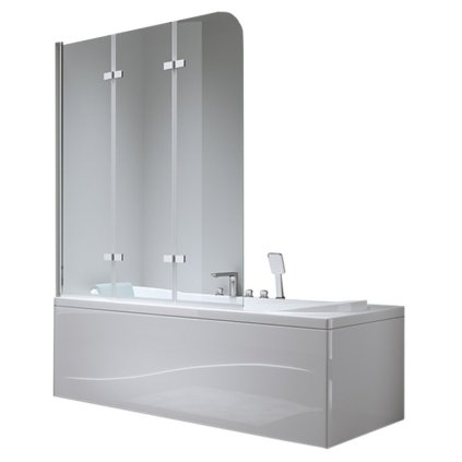 Trojdílná vanová zástěna HYD-PR05 100x140 chrom/transparent