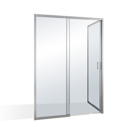 Obdélníkový sprchový kout s posuvnými dveřmi a boční stěnou LYG2L/R+LYSWG, stříbrný