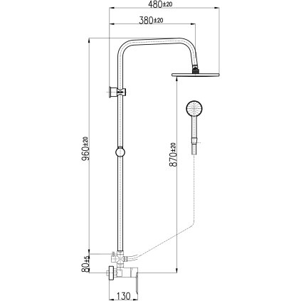 Vodovodní baterie sprchová NIL s hlavovou a ruční sprchou - zlatá - kartáčovaná NL182.5/7ZK
