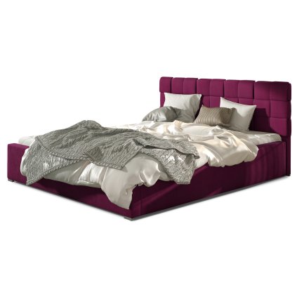 Čalouněná postel Grand s úložným prostorem (Materiál potahu Mat Velvet 68 - tmavě fialová, Rozměr 140x200)