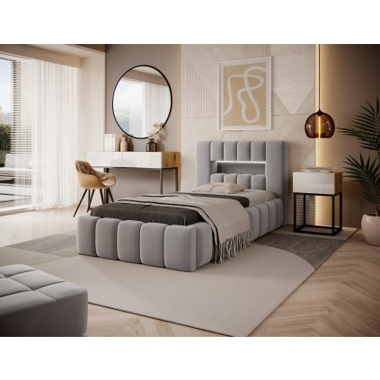 Čalouněná postel Lamica s úložným prostorem - ocel
