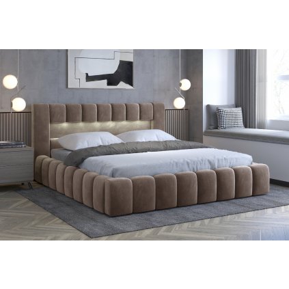 Čalouněná postel Lamica s úložným prostorem - ocel
