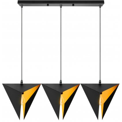 Trojúhelníková geometrická stropní lampa, černá, trojitá, APP254-3CP