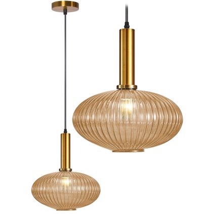Skleněná závěsná stropní lampa oranžová APP464-1CP