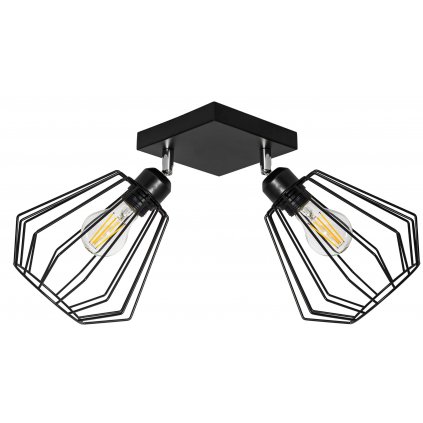 Závěsná dvojitá stropní lampa kovová černá 392194