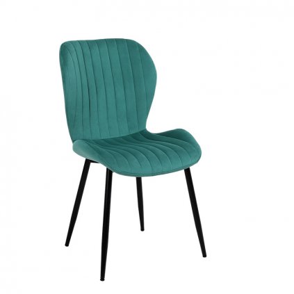 Velurová jídelní židle TORA HYD-3778, zelená-černá