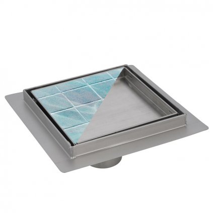 Čtvercový sprchový odtokový žlab 2in1 DL08-G1 HYD-3859 15x15 cm, satén