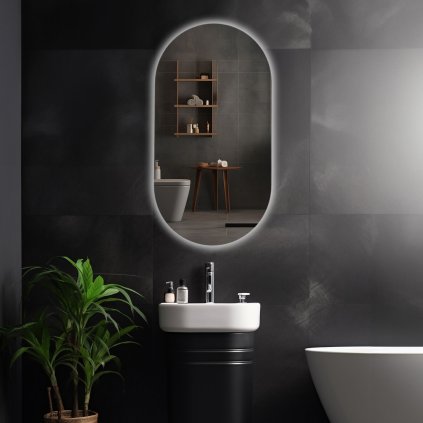 Oválné zrcadlo 60x80 cm s regulovatelným LED osvětlením HOM-05523