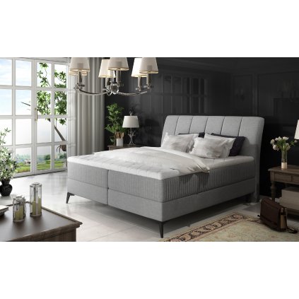 Čalouněná postel Aderito s úložným prostorem (Materiál potahu Sawana 21, Sawana 21 Pasy 2 - šedá, Rozměr 140x200)