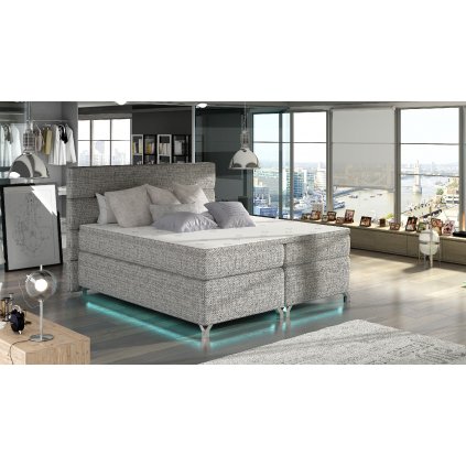 Čalouněná postel Amadeo s LED osvětlením (Materiál potahu Berlin 01 - šedá, Rozměr 140x200)