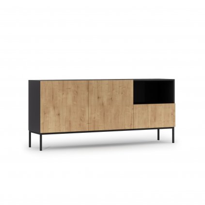 Komoda Lanzzi 180 Černý Mat/Dub Artisan