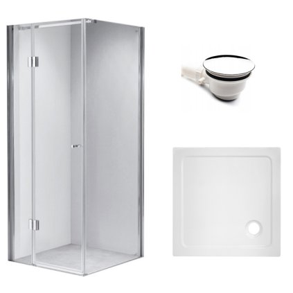 Čtvercový sprchový kout HYD-SK1390A 80x80 chrom/transparent + vanička HYD-SSV-ST02A bílá