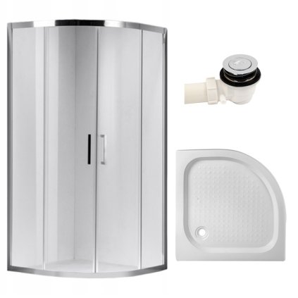 Čtvrtkruhový sprchový kout HYD-RK101A 80x80 cm chrom/transparent + vanička HYD-RSV-SXL01A bílá