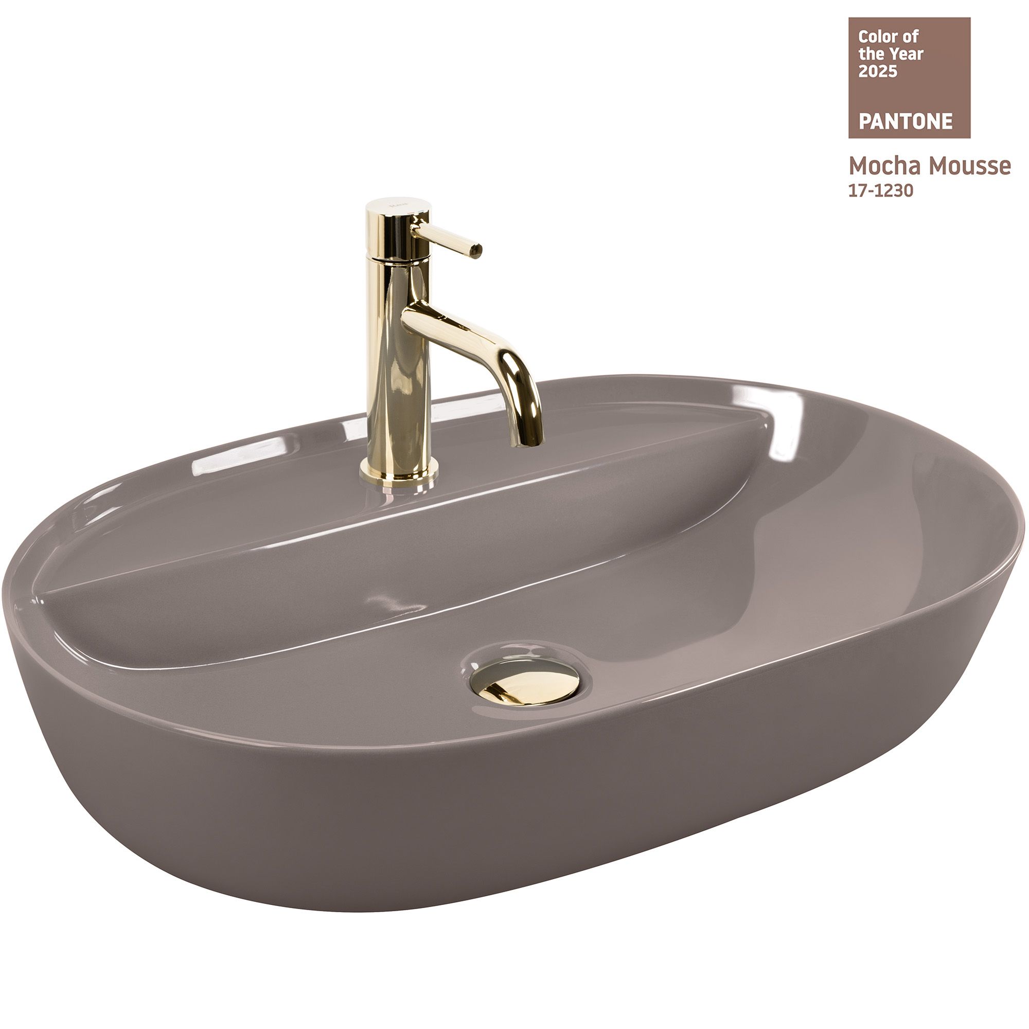 Levně Keramické umyvadlo na desku REA AURA 61x41, beige lesk
