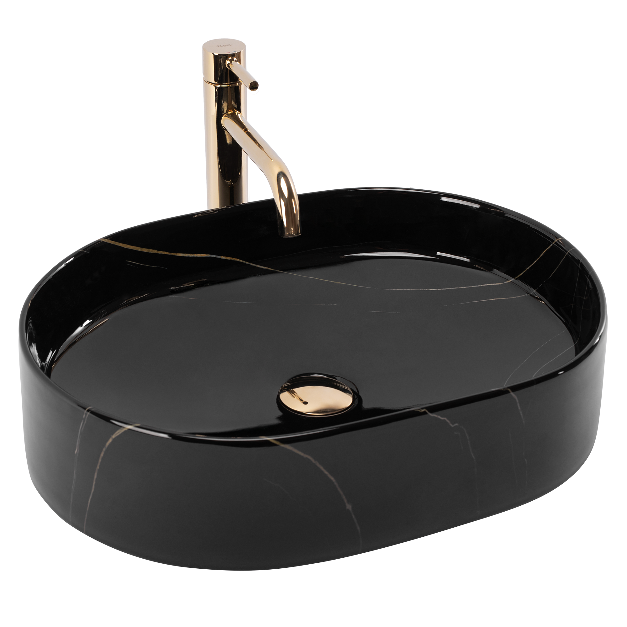 Levně Keramické umyvadlo na desku REA NADIA 50x38, black Stone