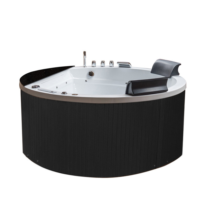 Levně BPS-koupelny Hydromasážní vana HYD-DE916-155 155x155 s ohřevem vody, černý panel