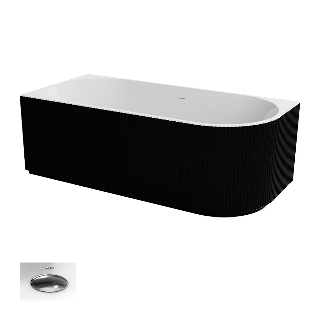 Levně Besco Akrylátová volně stojící vana Denaya BW 150x75 (170x80) Rozměry (cm): 150x75, Typ a barva výpustě: Click-Clack se šterbinovým přepadem, chrom, Orientace: Levá