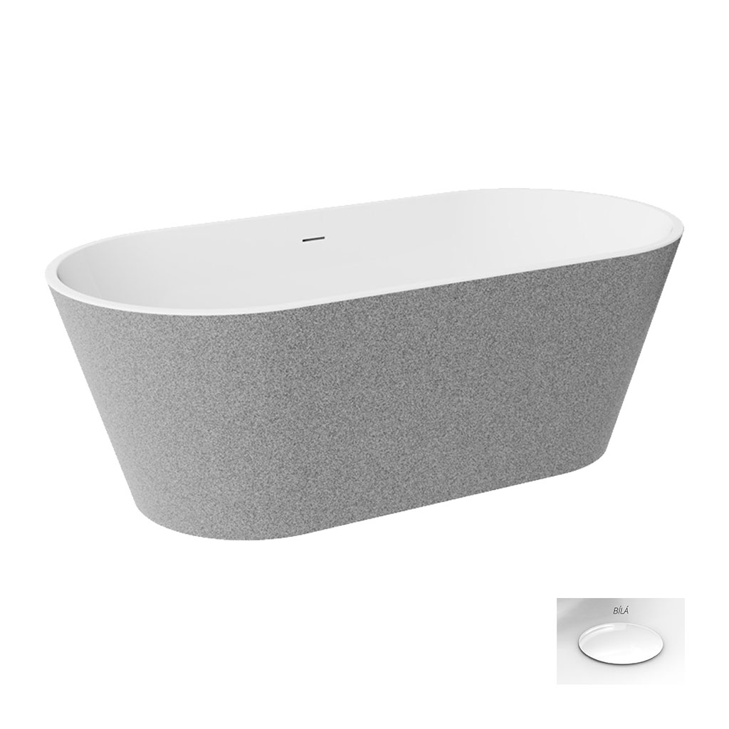 Levně Besco Akrylátová volně stojící vana Deeva Glam S 150x75 (160x75, 170x80, 180x80) Rozměry (cm): 150x75, Typ a barva výpustě: Click-Clack se šterbinovým přepadem, bílá