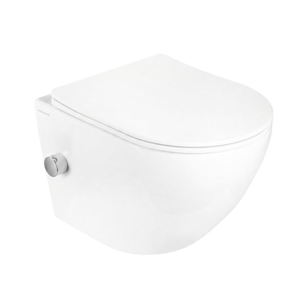 Hydroland Závěsná WC mísa s funkcí bidetu a SoftClose sedátkem Karat, bílá
