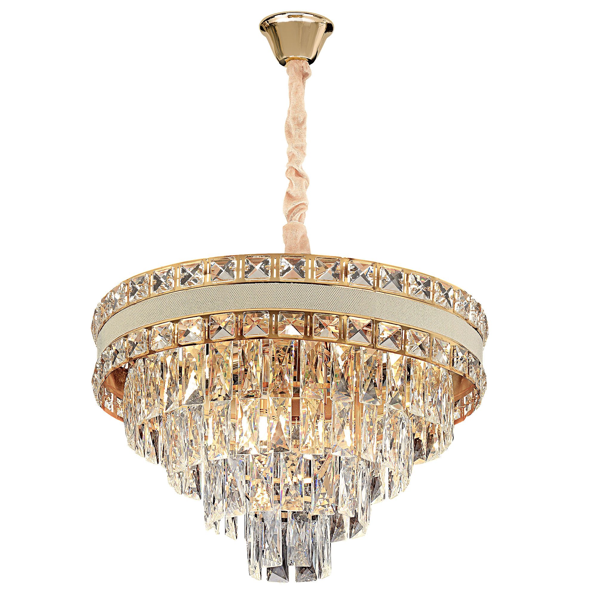 Toolight Závěsné osvětlení Vintage Crystal C6 G048-CP 50CM zlaté