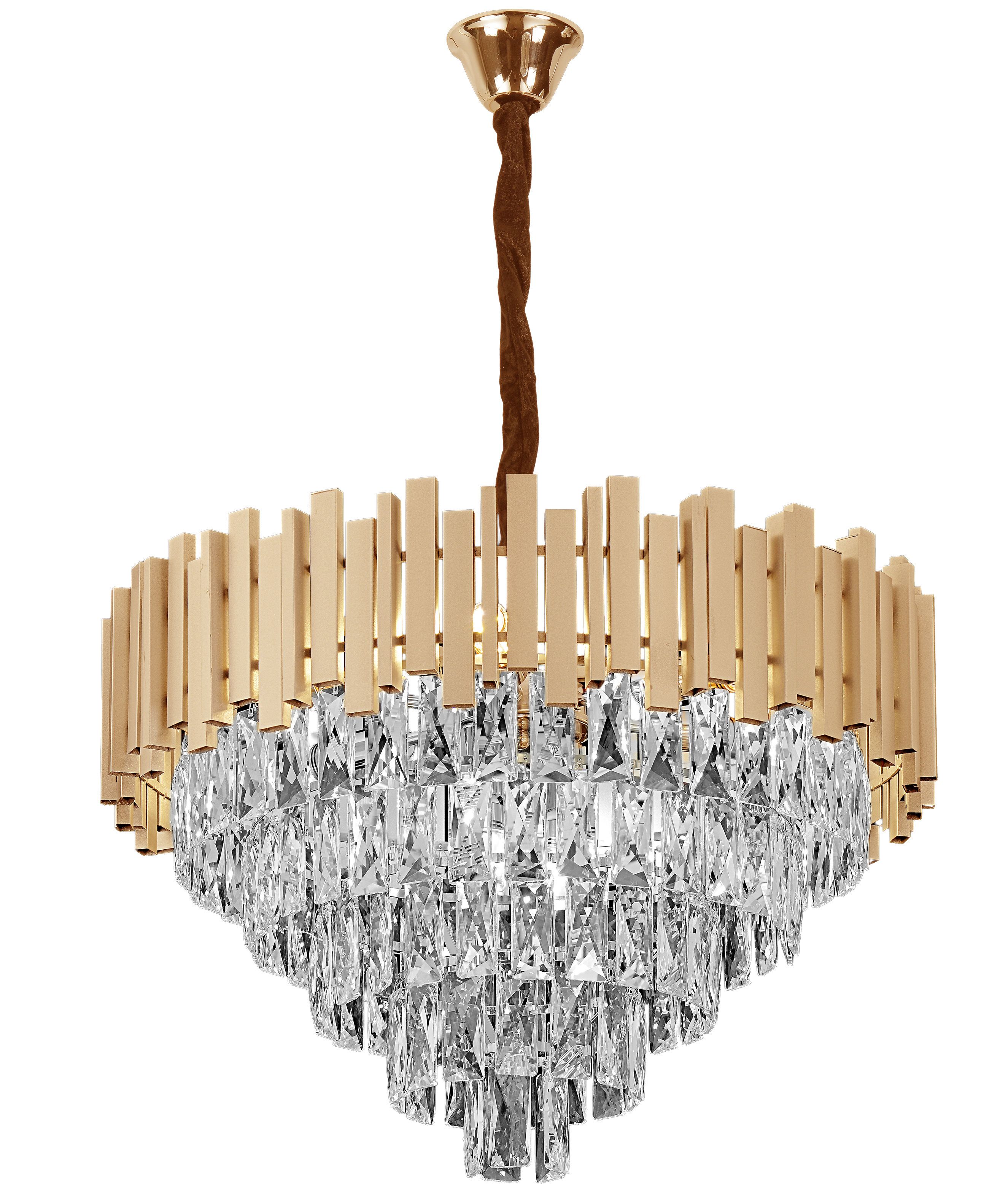Toolight Závěsné osvětlení Vintage Crystal C7 G050-CP 50CM zlaté