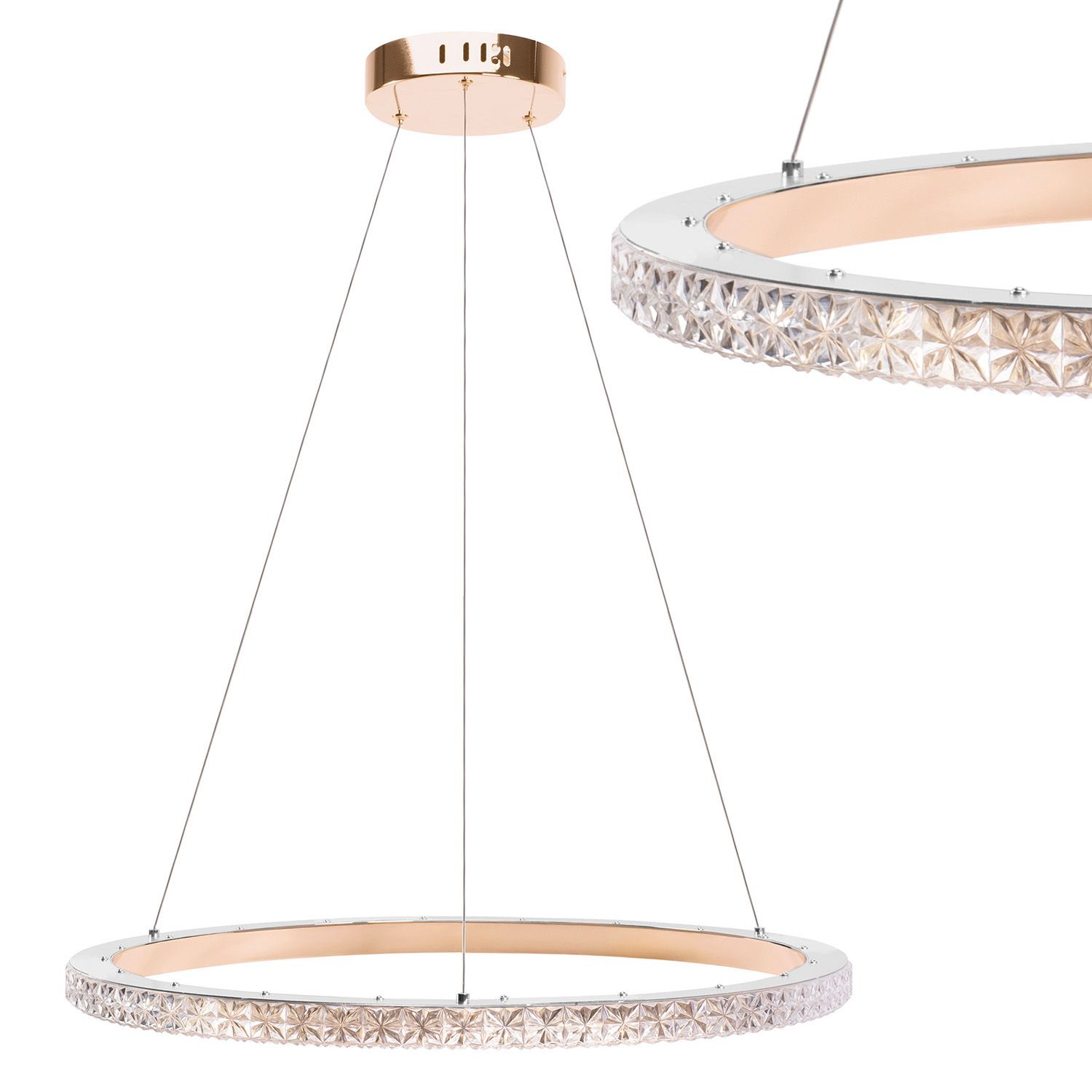 Toolight Závěsné LED osvětlení Crystal LE4 MS009-CP růžová zlatá 59 cm