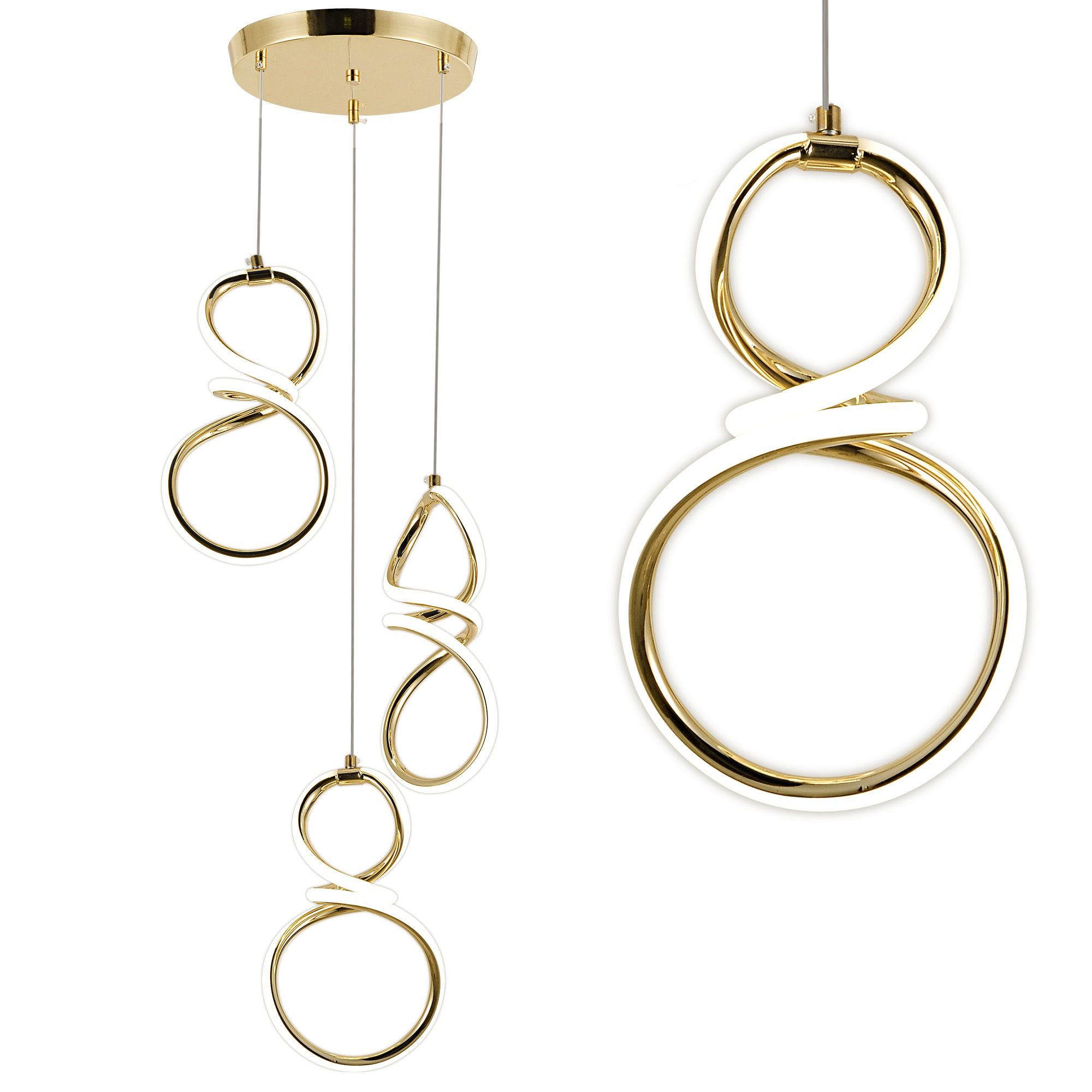 Toolight Závěsné LED svítidlo Luxury Glamour 5 G073-3CPR zlaté